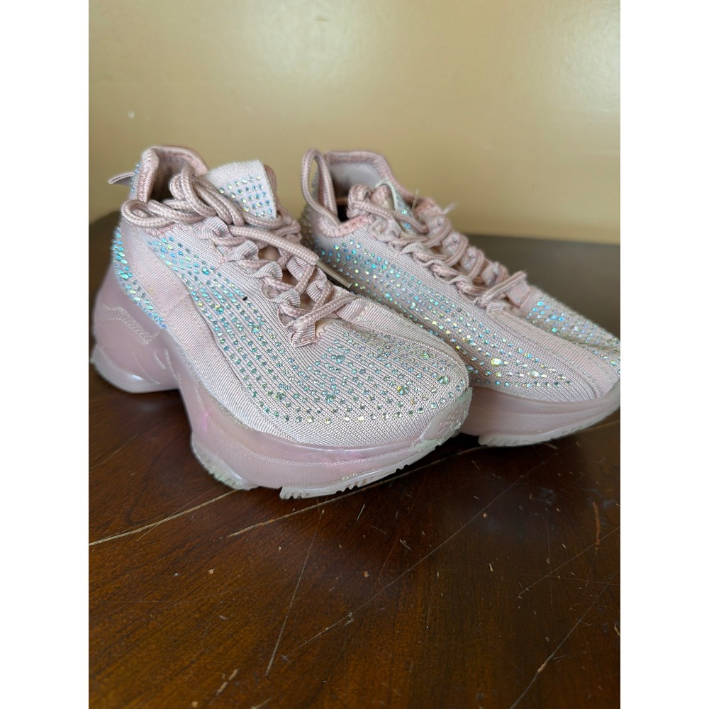 Link Kids Pink Rhinestone Sparkle Platform Sneakers Shoes Size 13